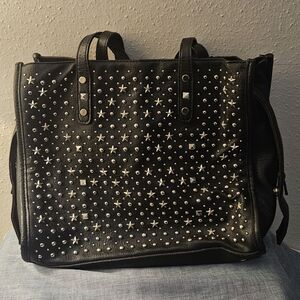 Prune Studded Black Leather Bag
